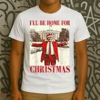 Ill Be Home For Christmas Santa Trump Funny Holiday T-Shirt thumb 3