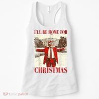 Ill Be Home For Christmas Santa Trump Funny Holiday Women's Tank Top thumb 0