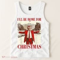 Ill Be Home For Christmas Santa Trump Funny Holiday Tank Top thumb 2