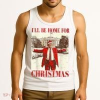 Ill Be Home For Christmas Santa Trump Funny Holiday Tank Top thumb 3