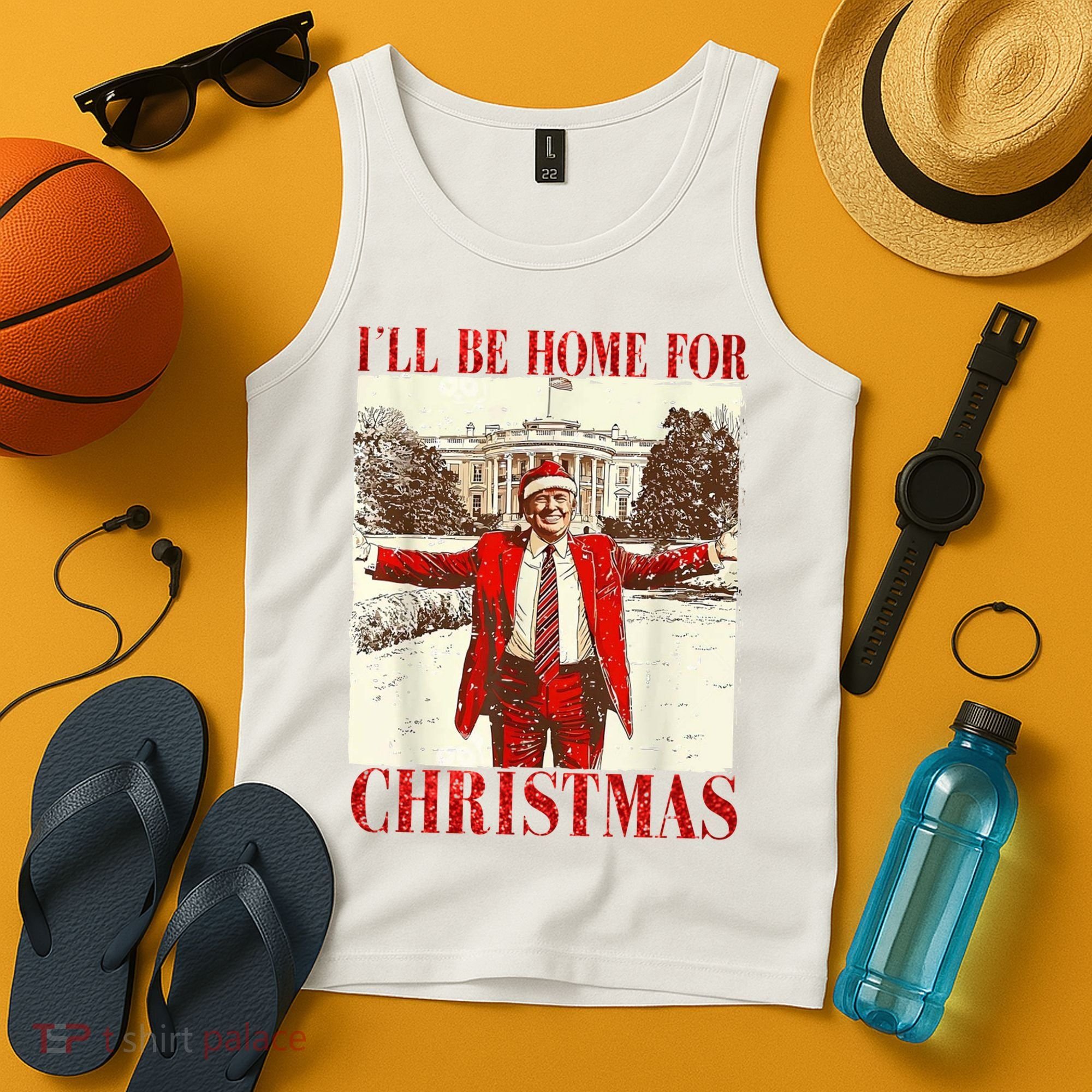 Ill Be Home For Christmas Santa Trump Funny Holiday Tank Top