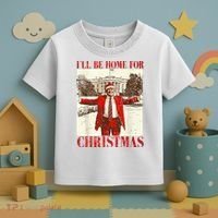 Ill Be Home For Christmas Santa Trump Funny Holiday Toddler T-Shirt thumb 3