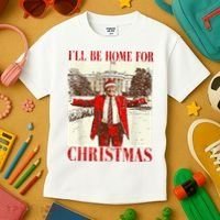 Ill Be Home For Christmas Santa Trump Funny Holiday Kids T-Shirt thumb 3