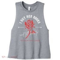 I Buy Her Books and tell her to STFUATTDLAGG  Women's Racerback Cropped Tank thumb 0
