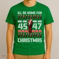 ILl Be Home For Christmas Donald Trump 4547 Maga Trump Dance Ugly Christmas T-Shirt thumb 3