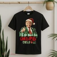 ILl Be Home For Christmas Santa Trump Xmas Pajamas Funny T-Shirt thumb 2