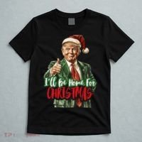 ILl Be Home For Christmas Santa Trump Xmas Pajamas Funny T-Shirt thumb 5