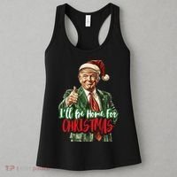 ILl Be Home For Christmas Santa Trump Xmas Pajamas Funny Women's Tank Top thumb 3