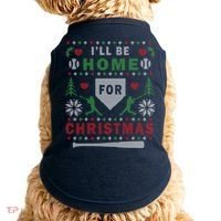 I'LL BE HOME FOR CHRISTMAS BASEBALL UGLY CHRISTMAS Doggie Tank thumb 0