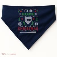 I'LL BE HOME FOR CHRISTMAS BASEBALL UGLY CHRISTMAS USA-Made Doggie Bandana thumb 0