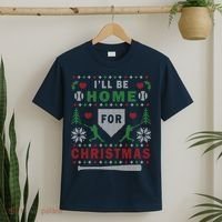 I'LL BE HOME FOR CHRISTMAS BASEBALL UGLY CHRISTMAS T-Shirt thumb 2