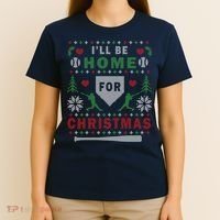 I'LL BE HOME FOR CHRISTMAS BASEBALL UGLY CHRISTMAS T-Shirt thumb 4
