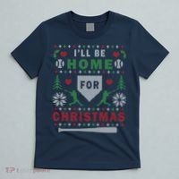 I'LL BE HOME FOR CHRISTMAS BASEBALL UGLY CHRISTMAS T-Shirt thumb 5