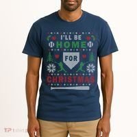 I'LL BE HOME FOR CHRISTMAS BASEBALL UGLY CHRISTMAS Tall T-Shirt thumb 2