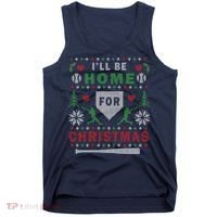I'LL BE HOME FOR CHRISTMAS BASEBALL UGLY CHRISTMAS Tank Top thumb 0
