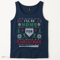 I'LL BE HOME FOR CHRISTMAS BASEBALL UGLY CHRISTMAS Tank Top thumb 2