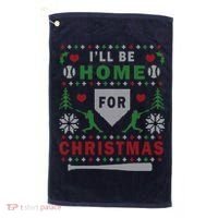 I'LL BE HOME FOR CHRISTMAS BASEBALL UGLY CHRISTMAS Golf Towel thumb 0