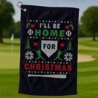 I'LL BE HOME FOR CHRISTMAS BASEBALL UGLY CHRISTMAS Golf Towel thumb 1
