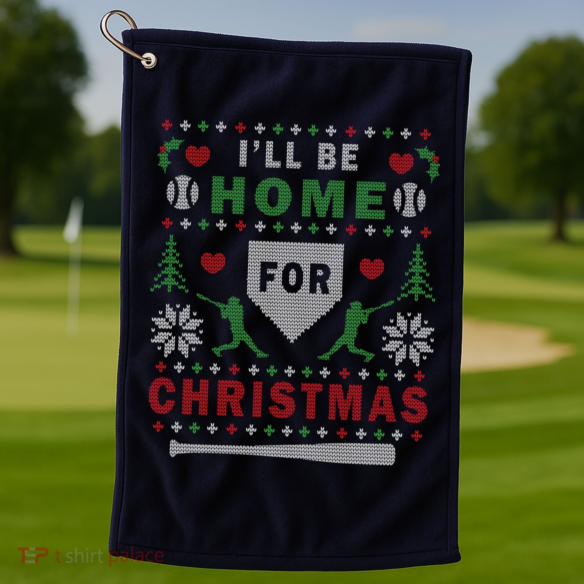 I'LL BE HOME FOR CHRISTMAS BASEBALL UGLY CHRISTMAS Golf Towel