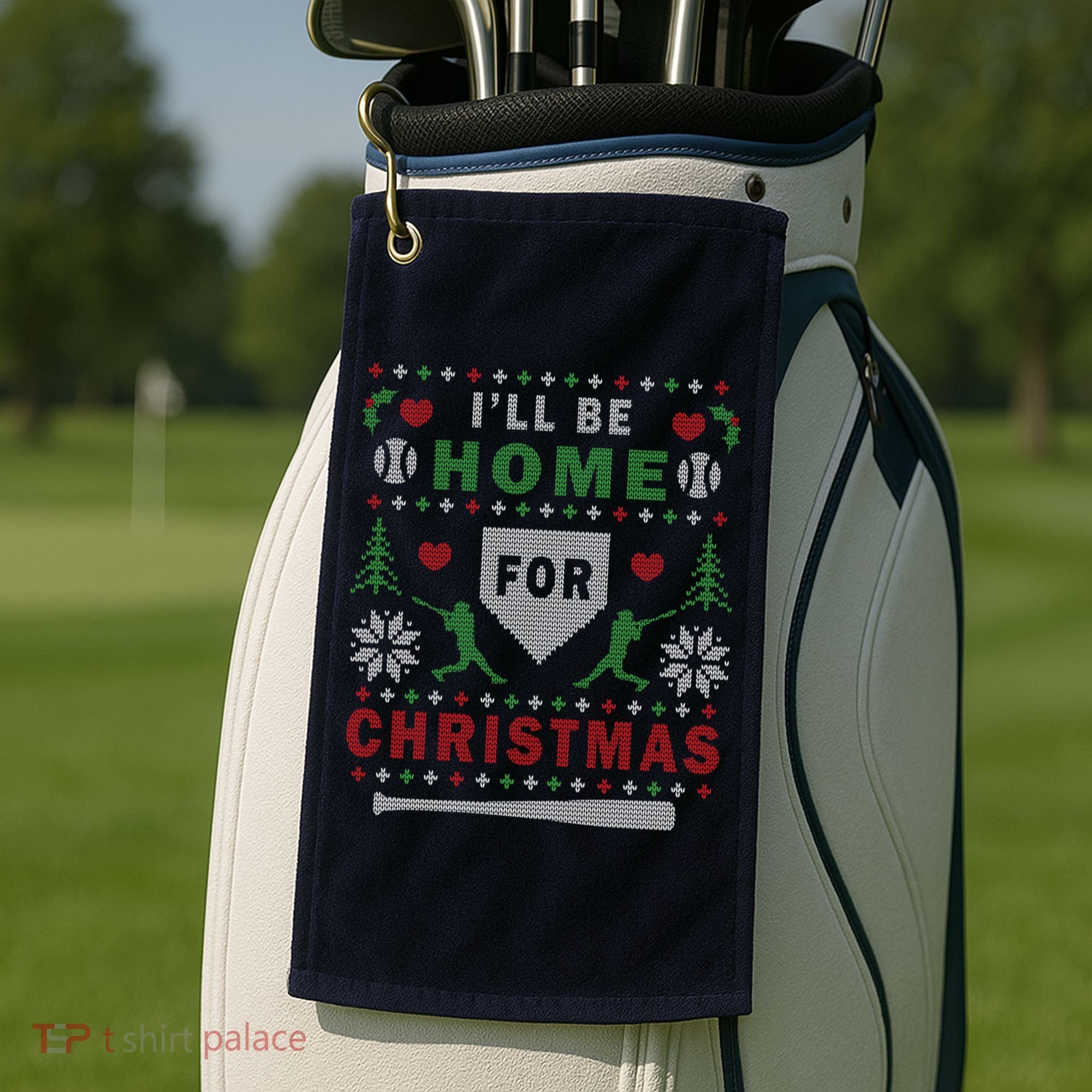 I'LL BE HOME FOR CHRISTMAS BASEBALL UGLY CHRISTMAS Golf Towel