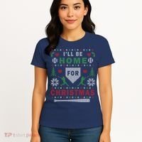 I'LL BE HOME FOR CHRISTMAS BASEBALL UGLY CHRISTMAS Women's T-Shirt thumb 4
