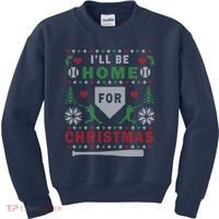 I'LL BE HOME FOR CHRISTMAS BASEBALL UGLY CHRISTMAS Kids Sweatshirt thumb 0