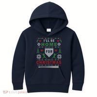 I'LL BE HOME FOR CHRISTMAS BASEBALL UGLY CHRISTMAS Kids Hoodie thumb 0