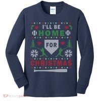 I'LL BE HOME FOR CHRISTMAS BASEBALL UGLY CHRISTMAS Kids Long Sleeve Shirt thumb 0