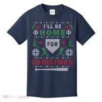 I'LL BE HOME FOR CHRISTMAS BASEBALL UGLY CHRISTMAS Kids T-Shirt thumb 0