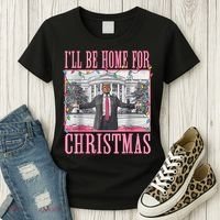 Ill Be Home For Christmas Santa Funny Trump Xmas Pajamas Women's T-Shirt thumb 3