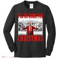 Ill Be Home For Christmas Funny Donald Trump Kids Long Sleeve Shirt thumb 0