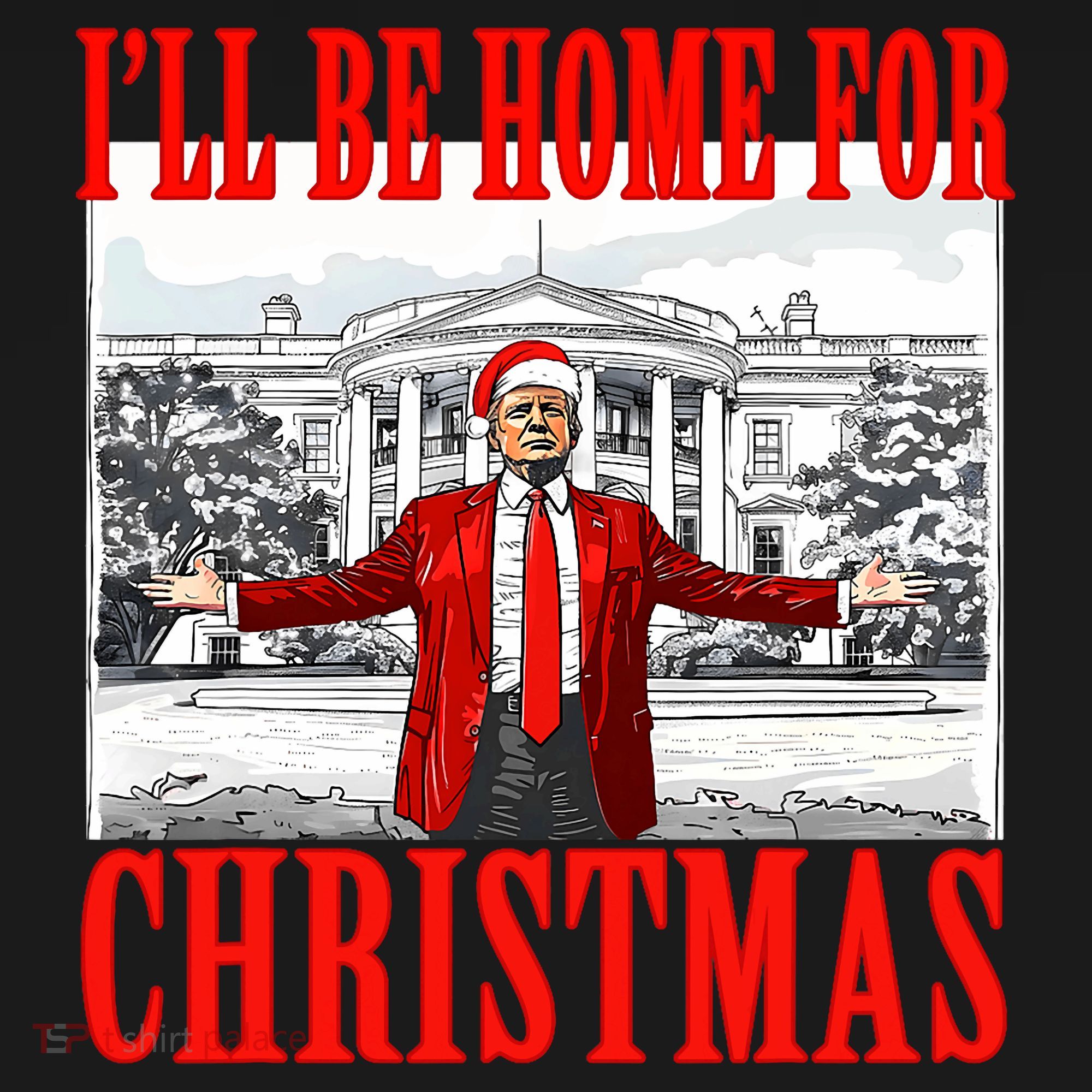 ILl Be Home For Christmas Santa Funny Trump Xmas Pajamas Women's Tank Top