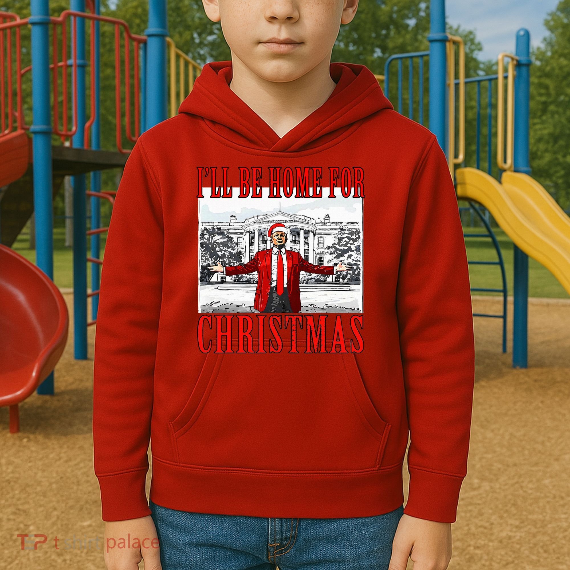 Ill Be Home For Christmas Donald Trump 2024 Election Kids Hoodie