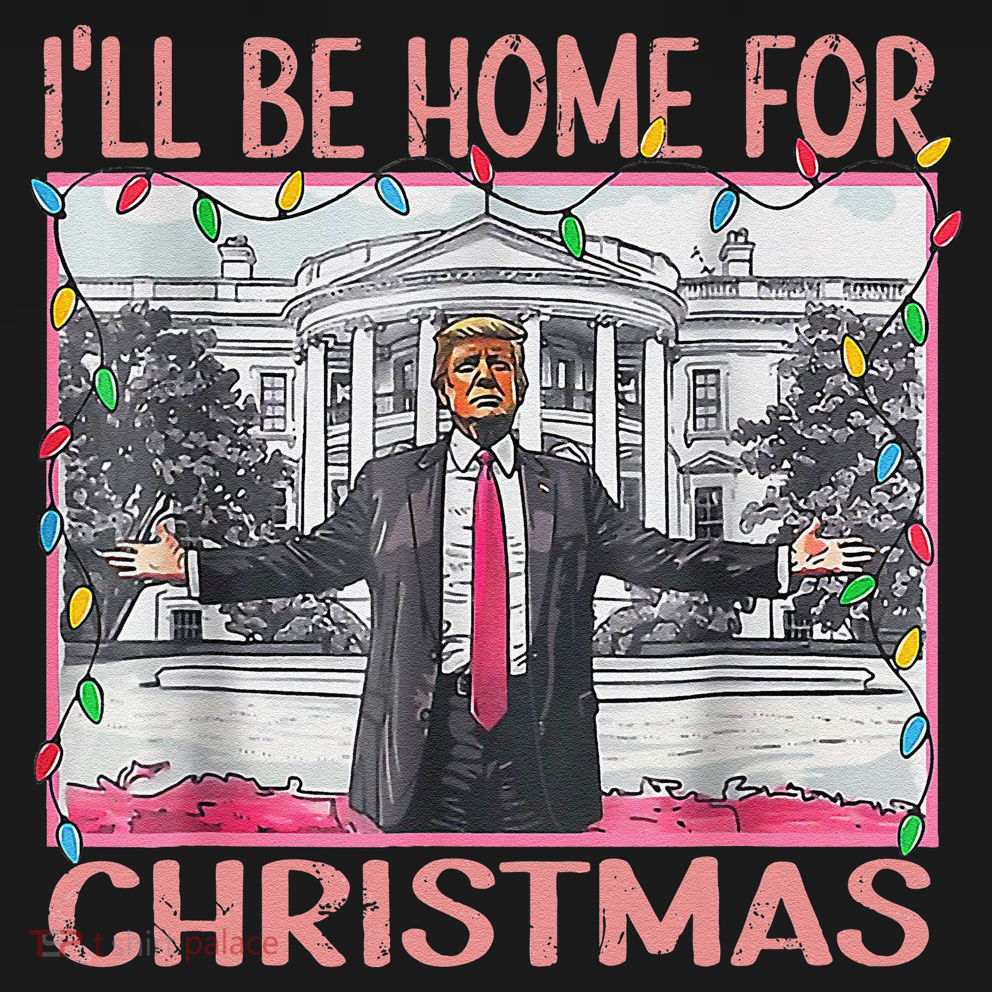ILl Be Home For Christmas Santa Funny Trump Xmas Pajamas Women's Tank Top