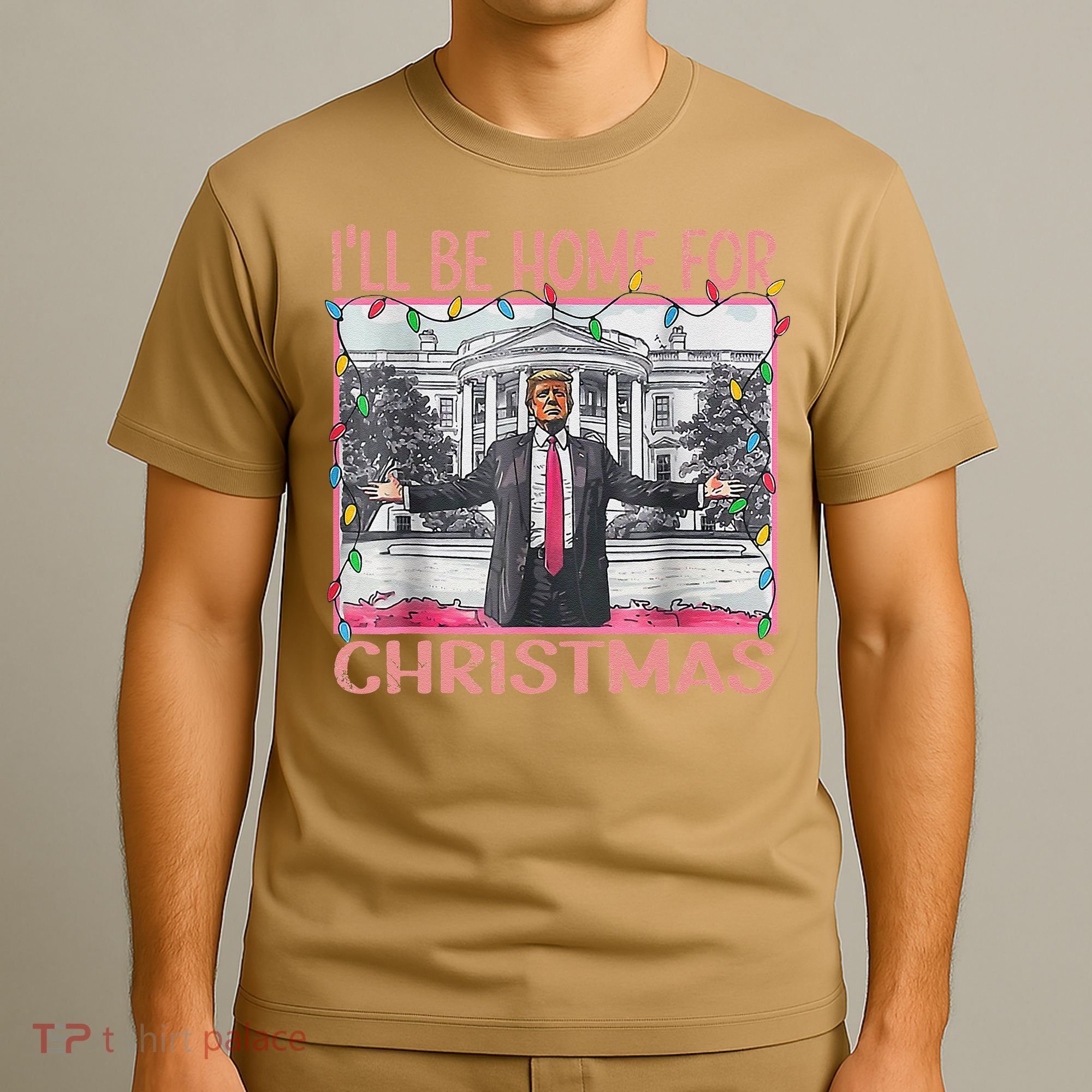ILl Be Home For Christmas Santa Funny Trump Xmas Pajamas T-Shirt