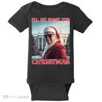 ILl Be Home For Christmas Trump Santa Selfie White House Baby Bodysuit thumb 0