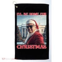 ILl Be Home For Christmas Trump Santa Selfie White House Golf Towel thumb 0
