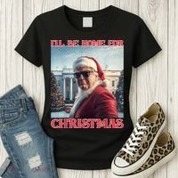 ILl Be Home For Christmas Trump Santa Selfie White House Women's T-Shirt thumb 3