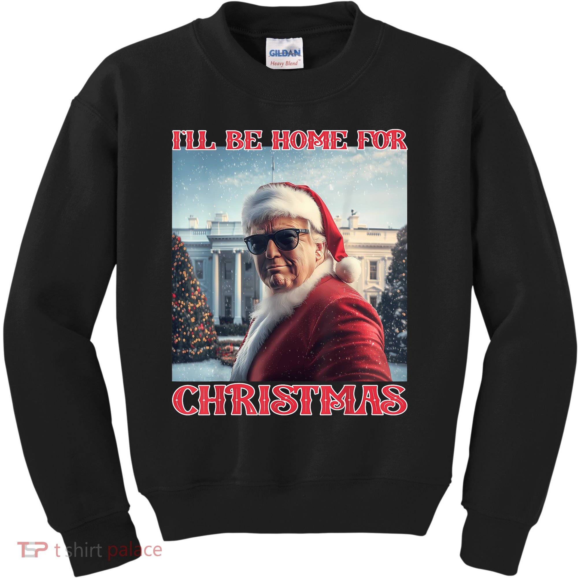 ILl Be Home For Christmas Trump Santa Selfie White House Kids Sweatshirt