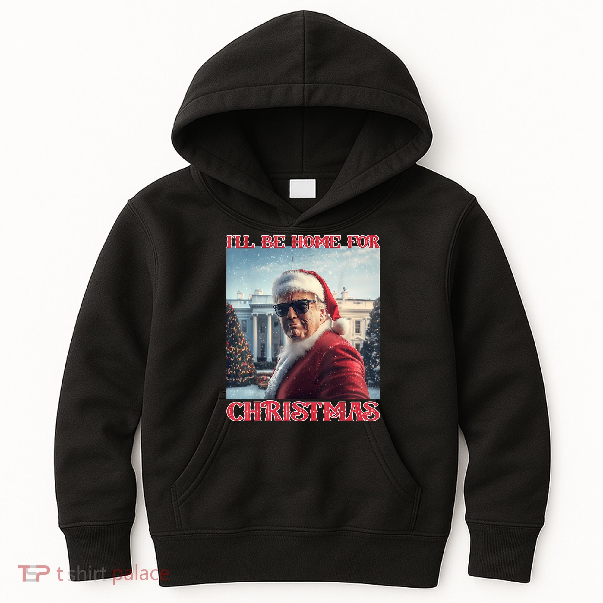ILl Be Home For Christmas Trump Santa Selfie White House Kids Hoodie