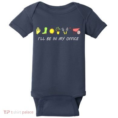 I'll Be In My Office Garden Funny Distressed Gardening Baby Bodysuit