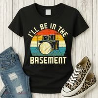 I'll Be In The Basement Drums Drummers Drum Kit Owner Women's T-Shirt thumb 3