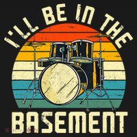 I'll Be In The Basement Drums Drummers Drum Kit Owner Kids Long Sleeve Shirt thumb 2