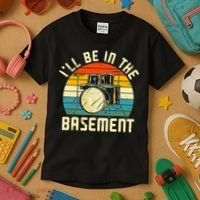 I'll Be In The Basement Drums Drummers Drum Kit Owner Kids T-Shirt thumb 3
