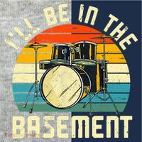 I'll Be In The Basement Drums Drummers Drum Kit Owner Kids Colorblock Raglan Jersey thumb 2