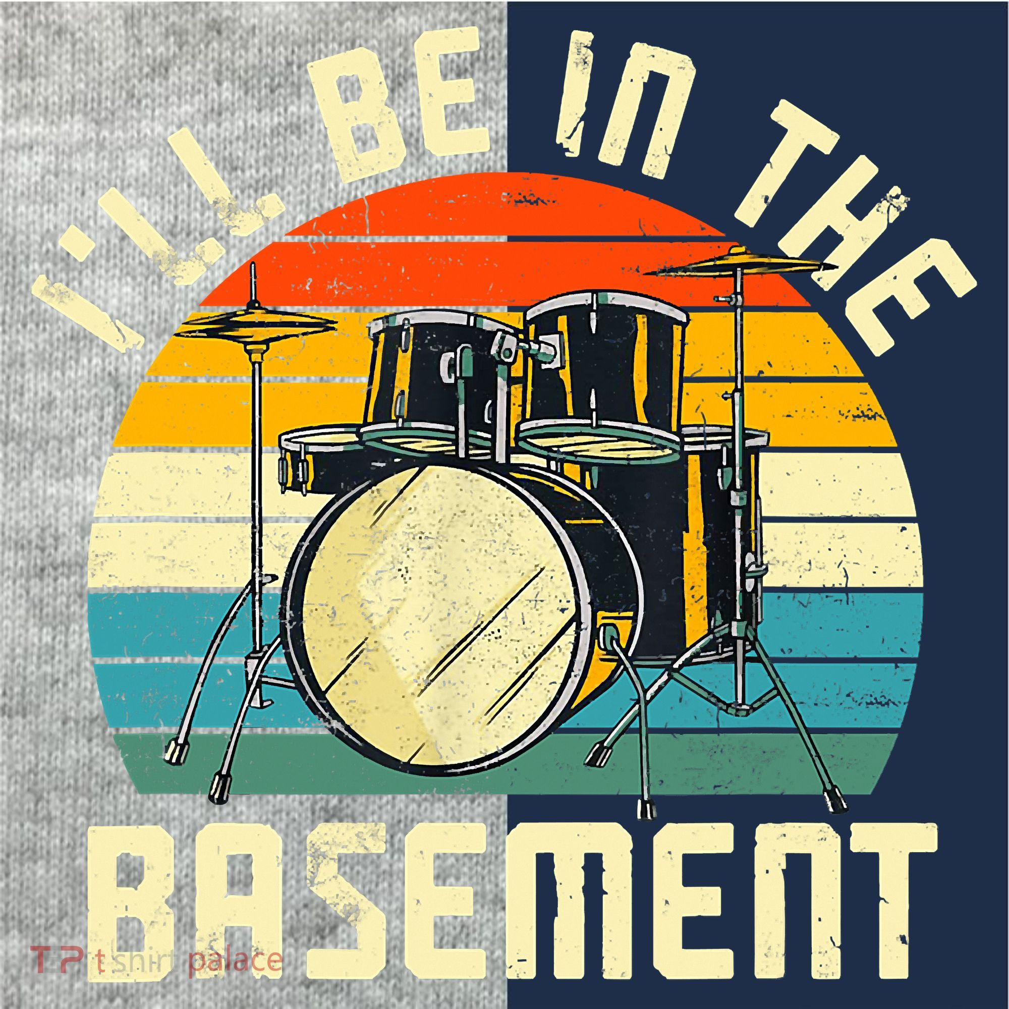 I'll Be In The Basement Drums Drummers Drum Kit Owner Kids Colorblock Raglan Jersey