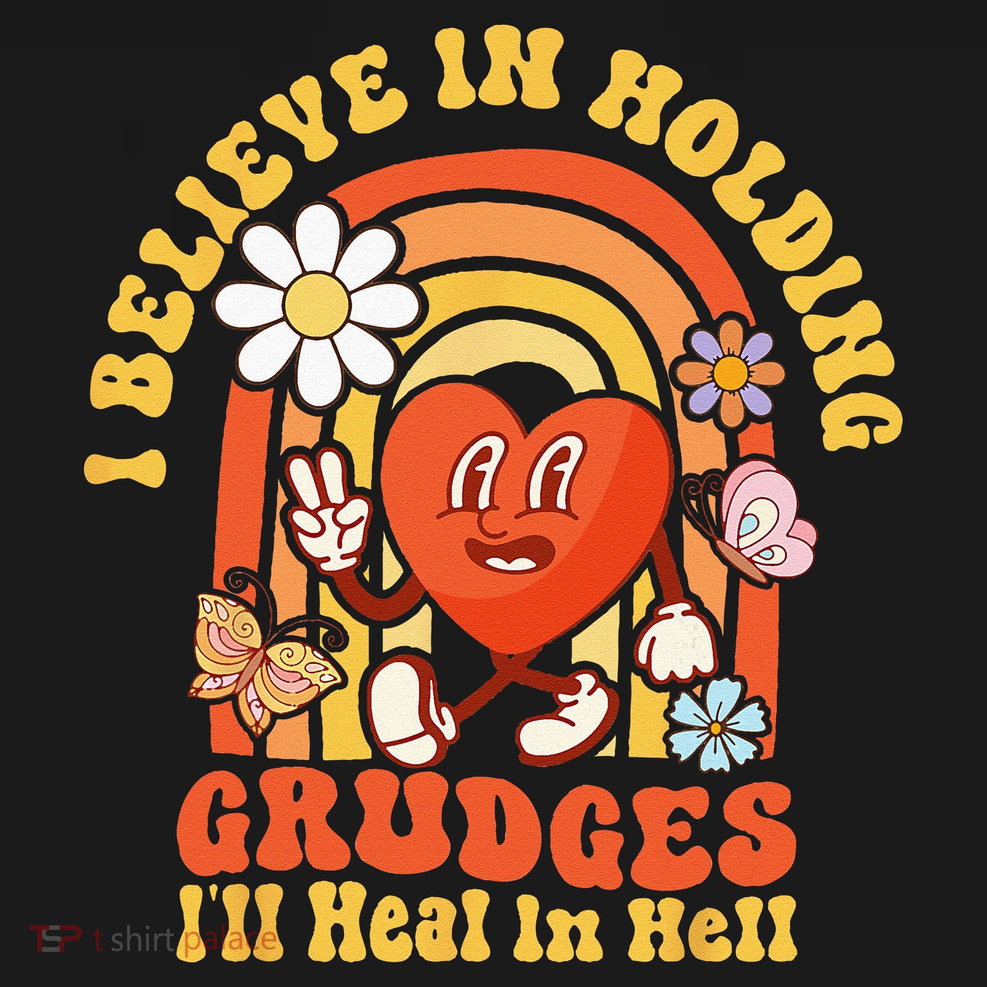I Believe In Holding Grudges Ill Heal In Hell Rainbow Heart Women's Hoodie