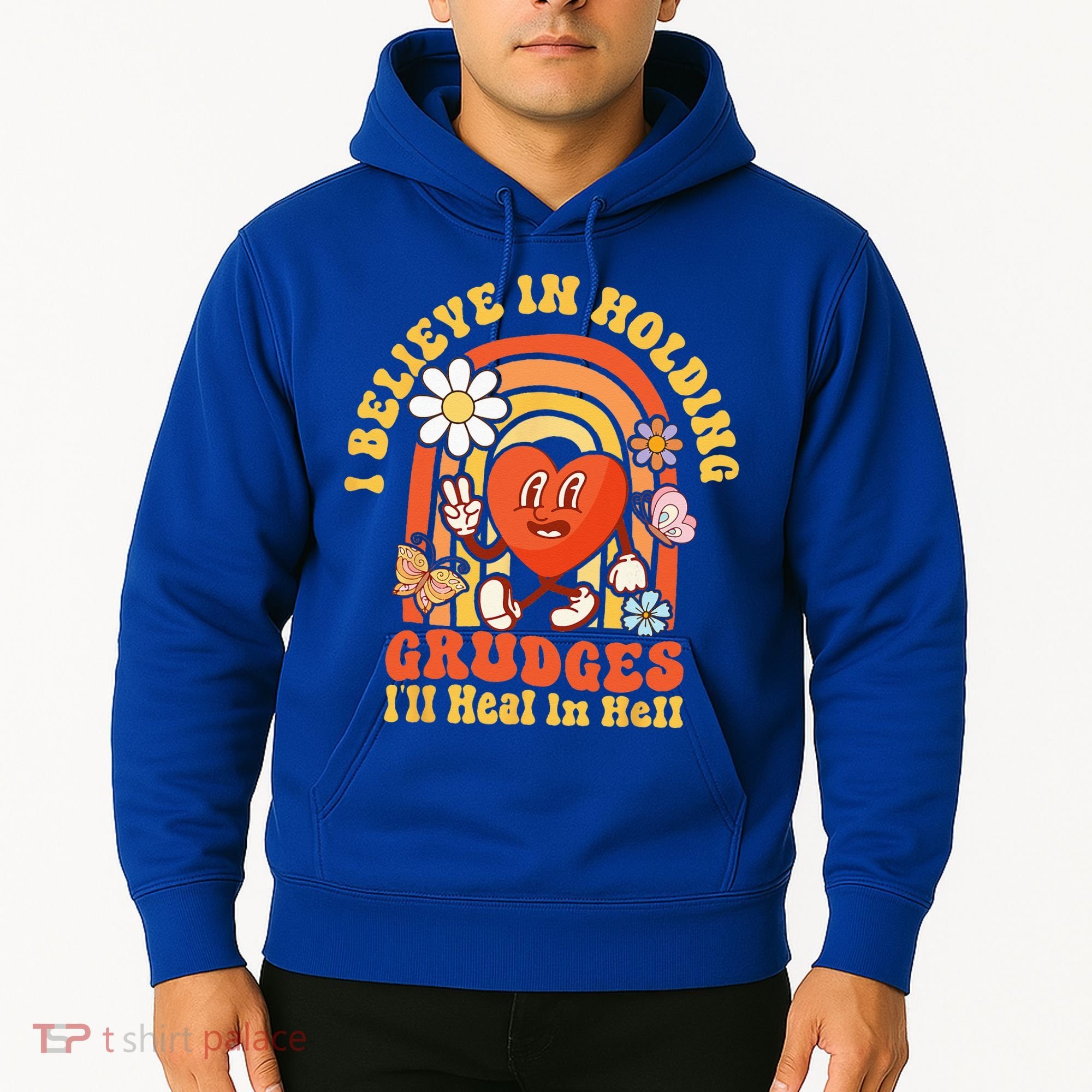 I Believe In Holding Grudges Ill Heal In Hell Rainbow Heart Hoodie