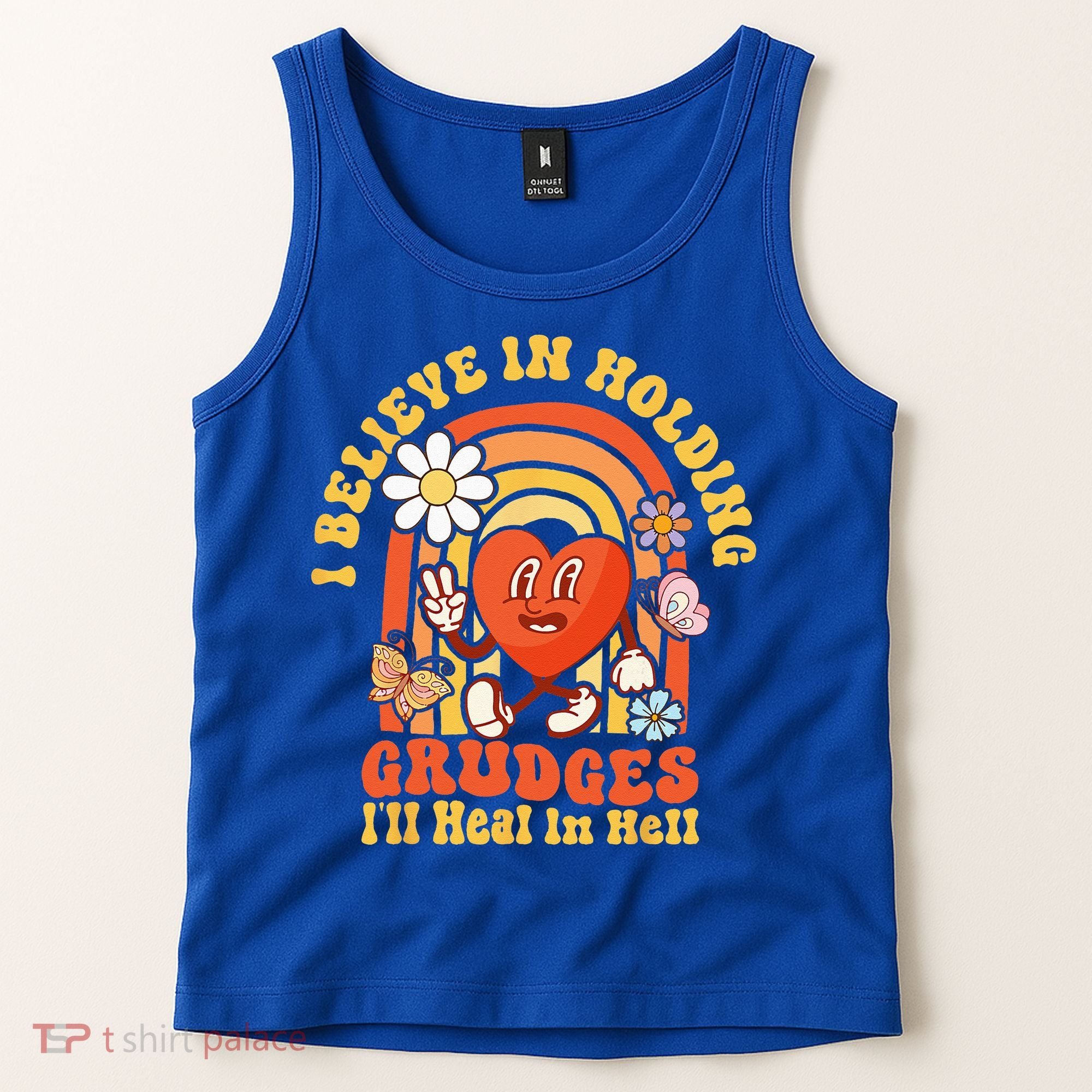 I Believe In Holding Grudges Ill Heal In Hell Rainbow Heart Tank Top