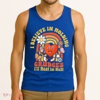 I Believe In Holding Grudges Ill Heal In Hell Rainbow Heart Tank Top thumb 3